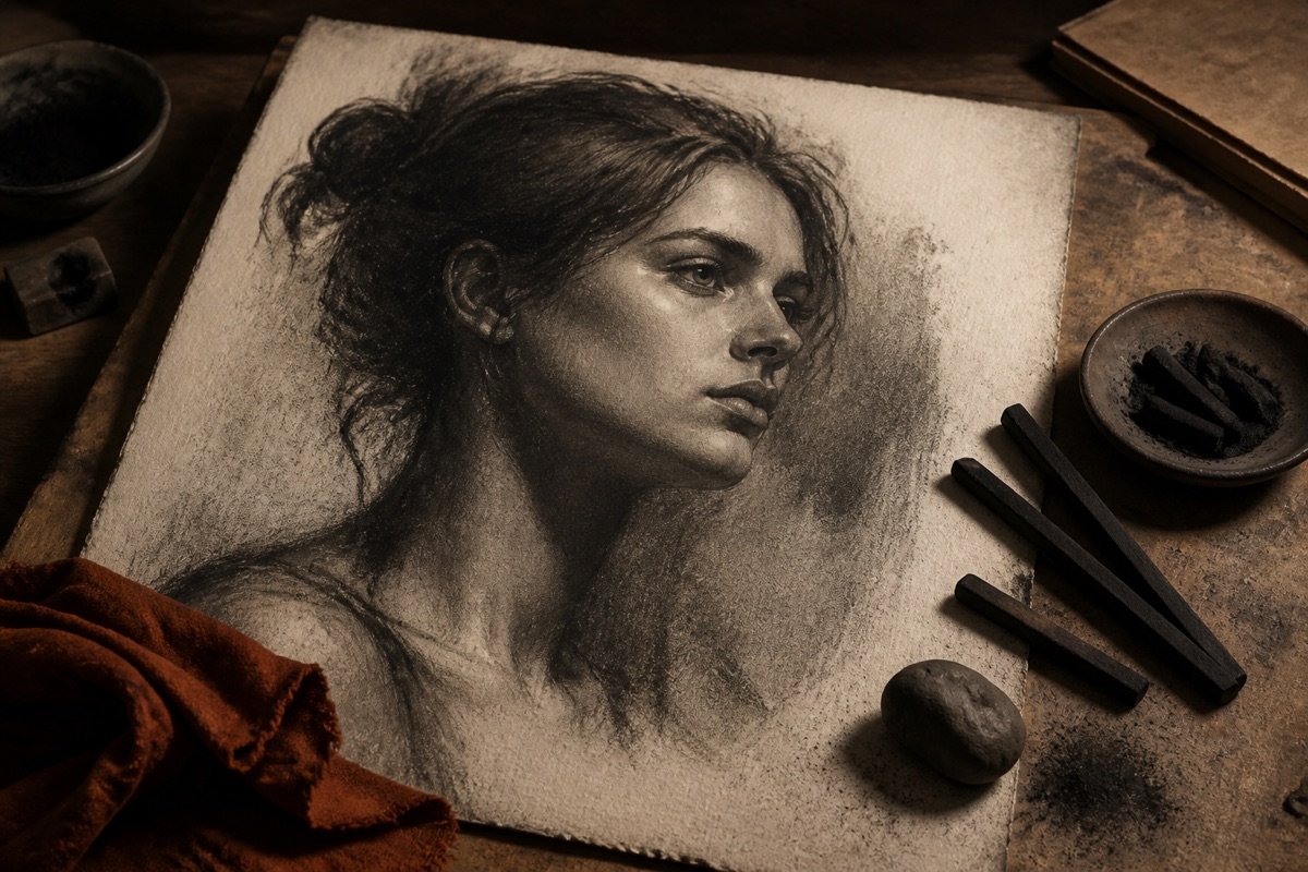 Charcoal portrait study