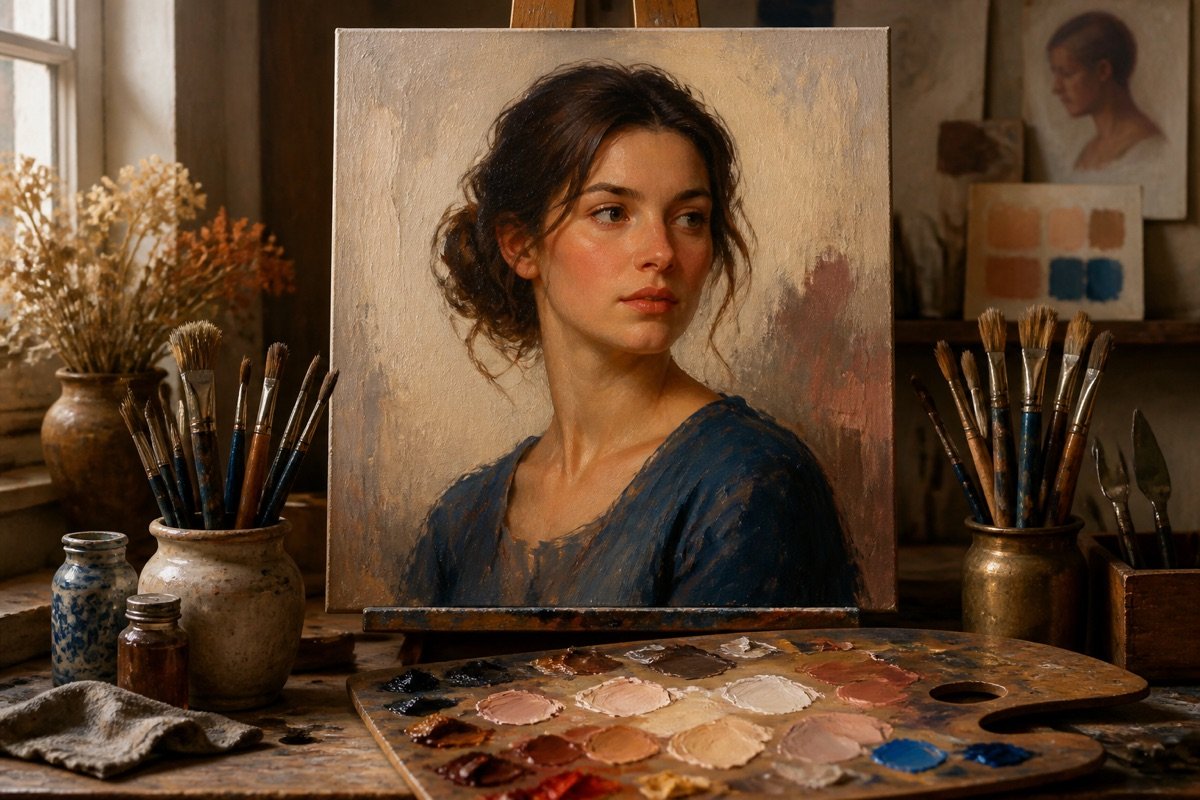 Beginner Oil Portrait Painting course artwork
